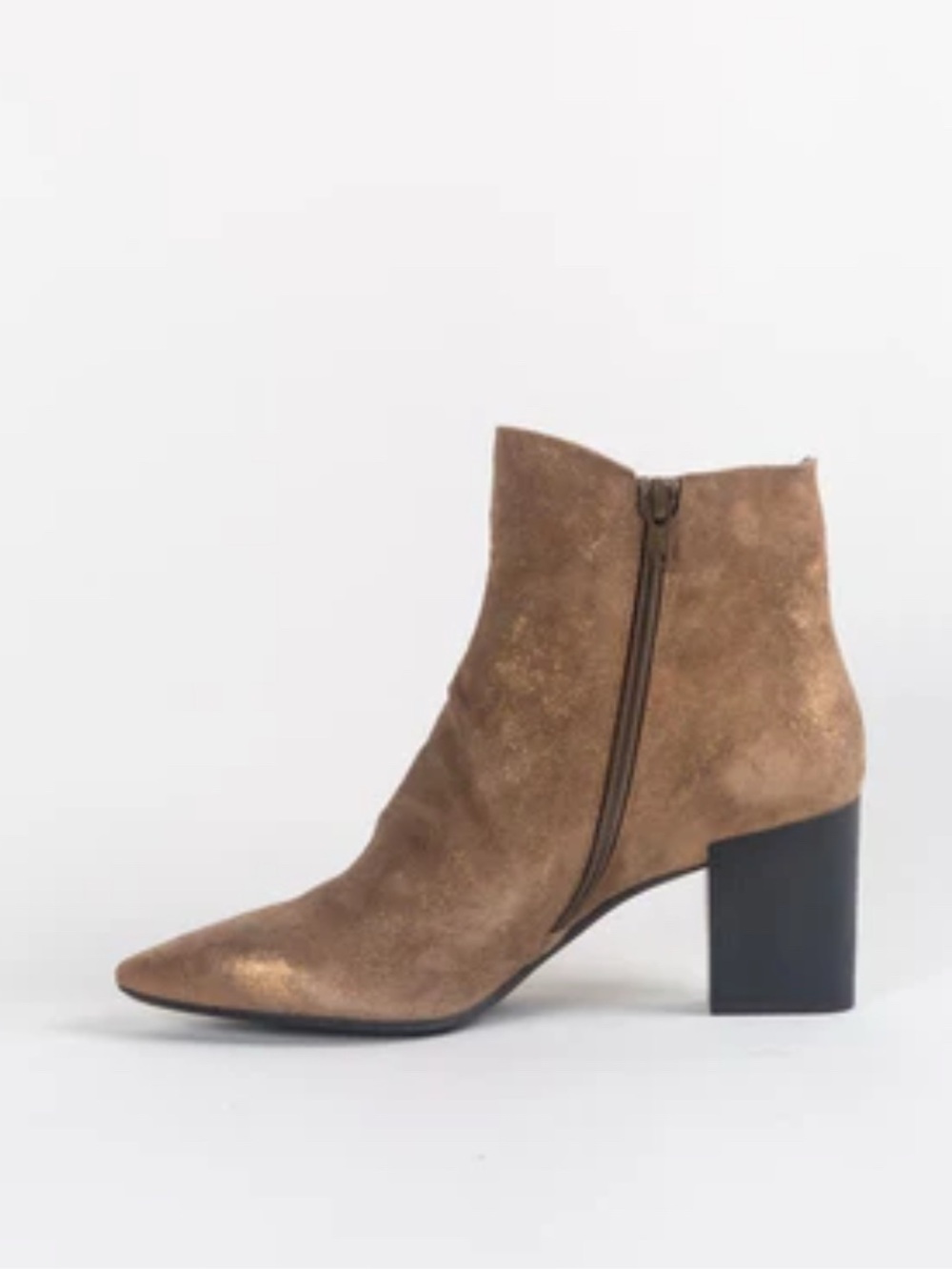 Coclico “Joy” Suede Metallic Ankle Boots
